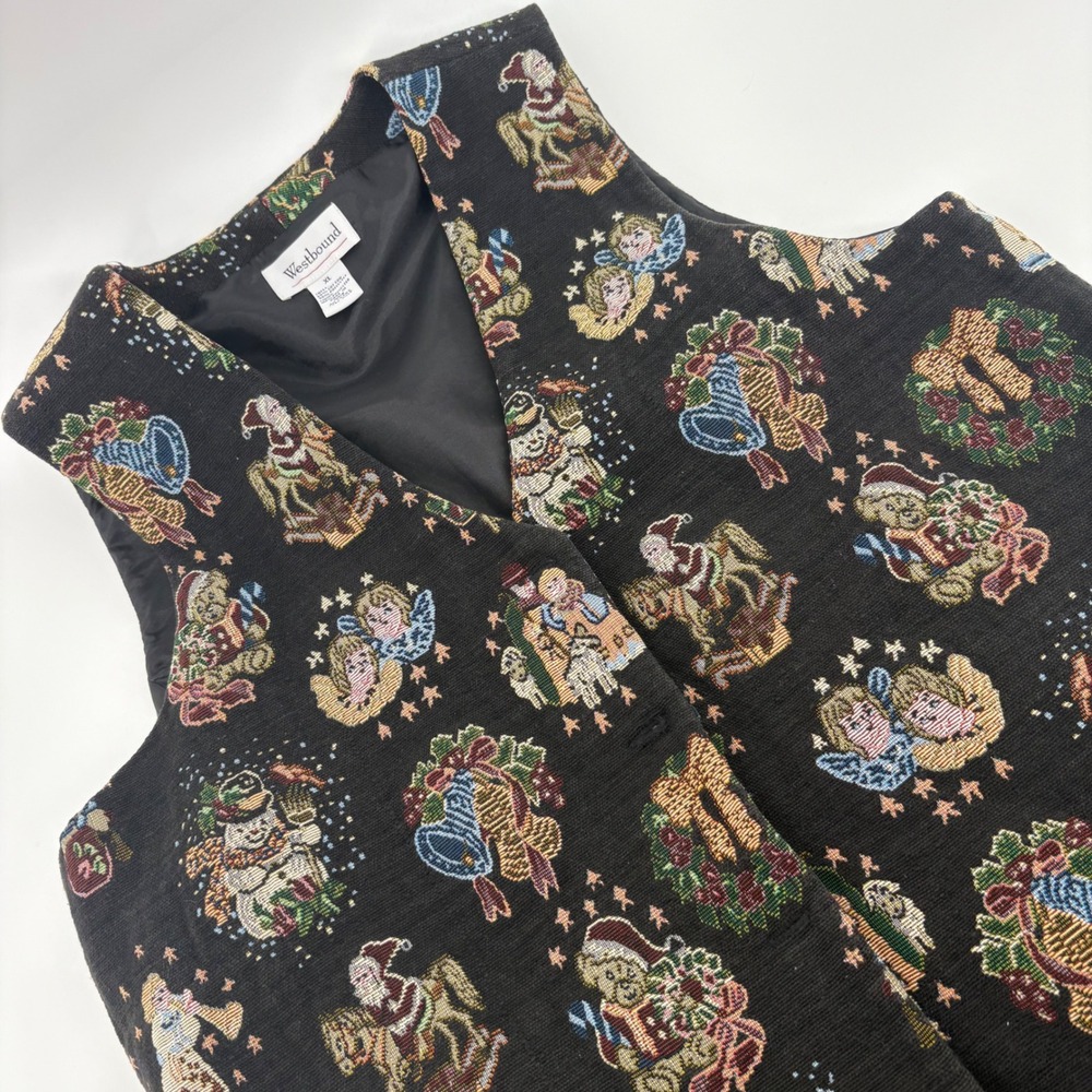 Westbound‎ Christmas Vest Women's XL Tapestry Holiday Novelty Print Festive